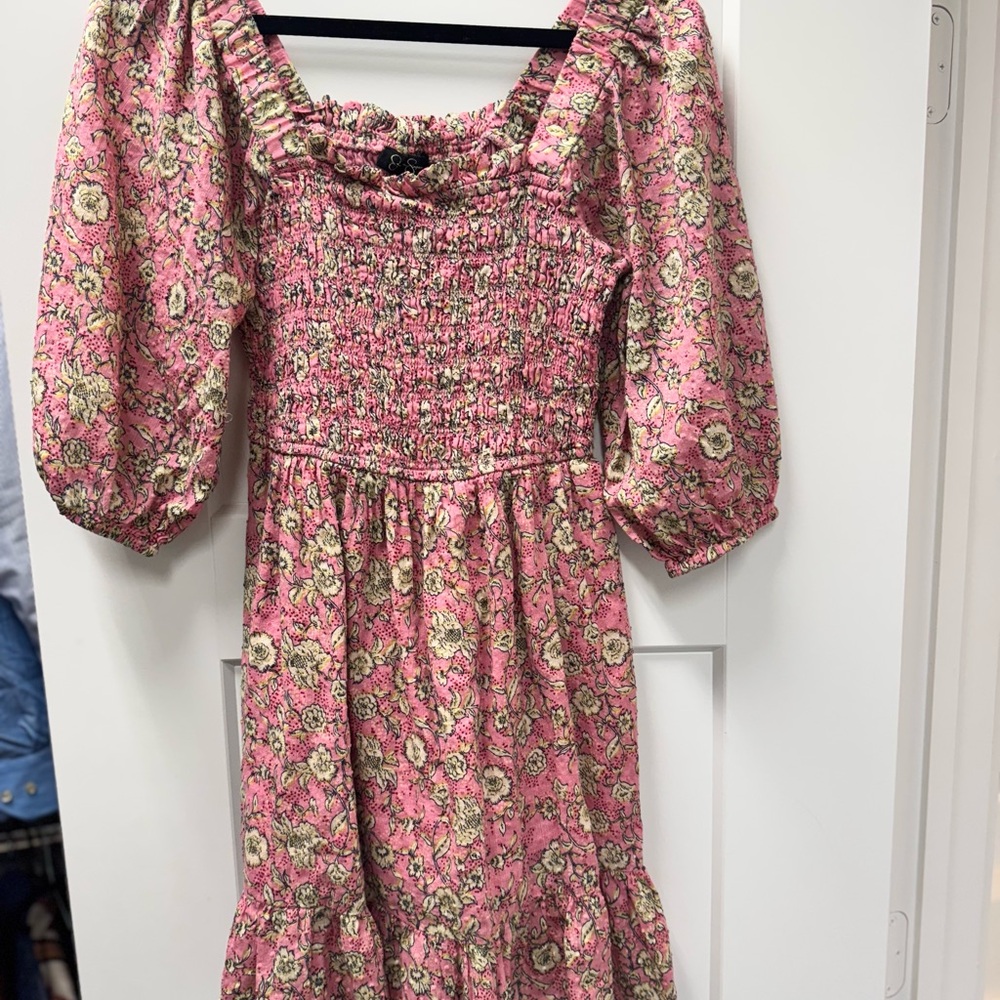 Jessica Simpson Floral Pink Smocked Dress